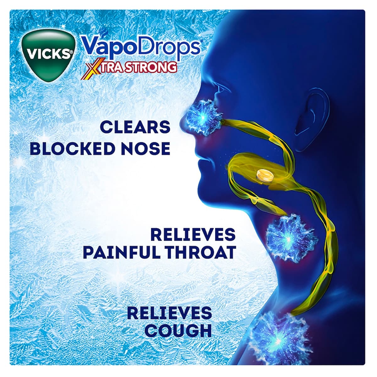 Thumbnail Vicks VapoDrops + Cough Xtra Strong Lemon Menthol Blast 36 Lozenges