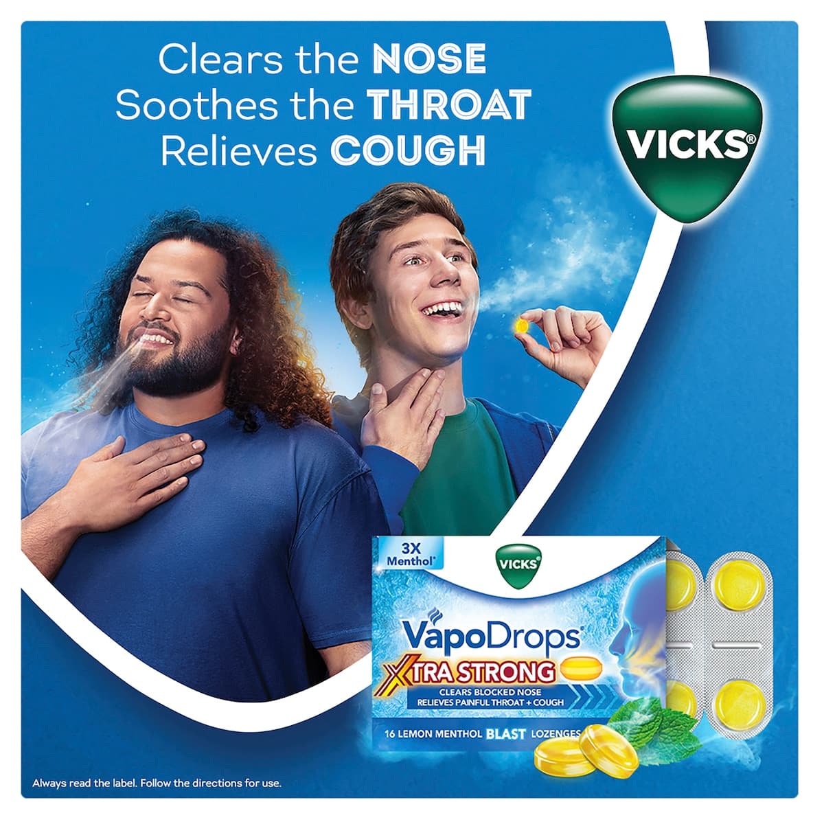 Thumbnail Vicks VapoDrops + Cough Xtra Strong Lemon Menthol Blast 36 Lozenges