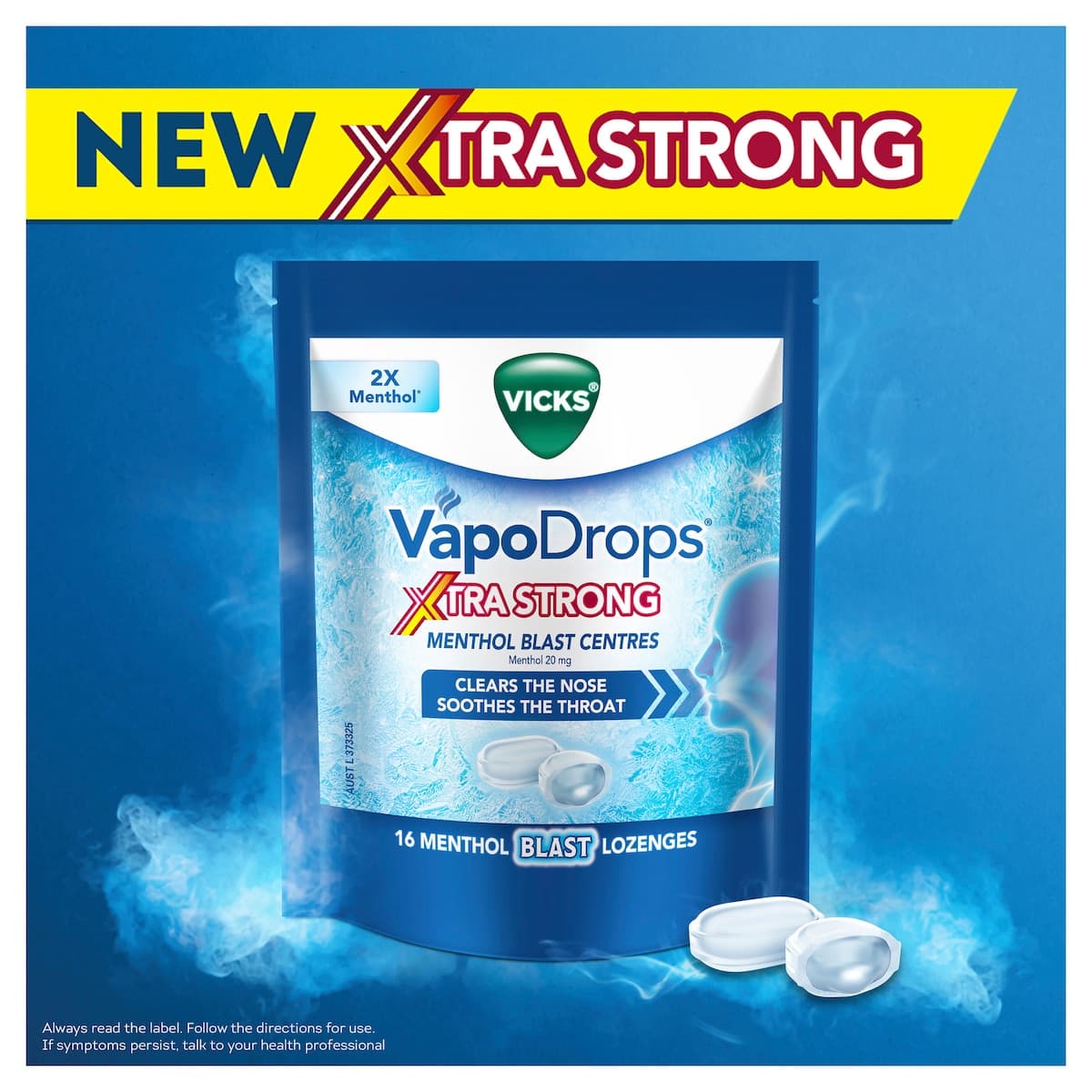 Thumbnail Vicks VapoDrops Xtra Strong Menthol Blast Lozenges 16 Pack