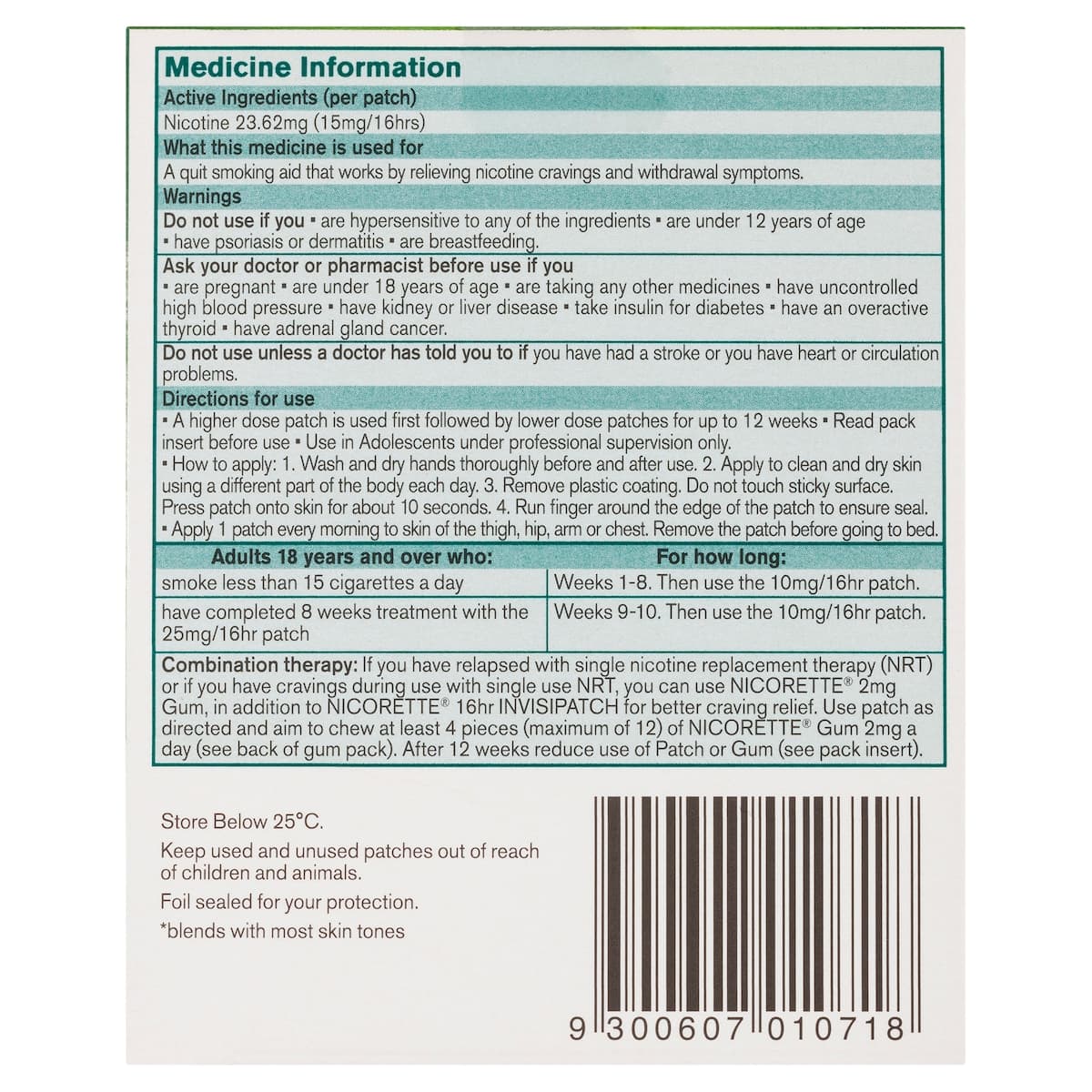 Thumbnail Nicorette Quit Smoking 16 Hour Nicotine InvisiPatch Step 2 15mg 7 Pack