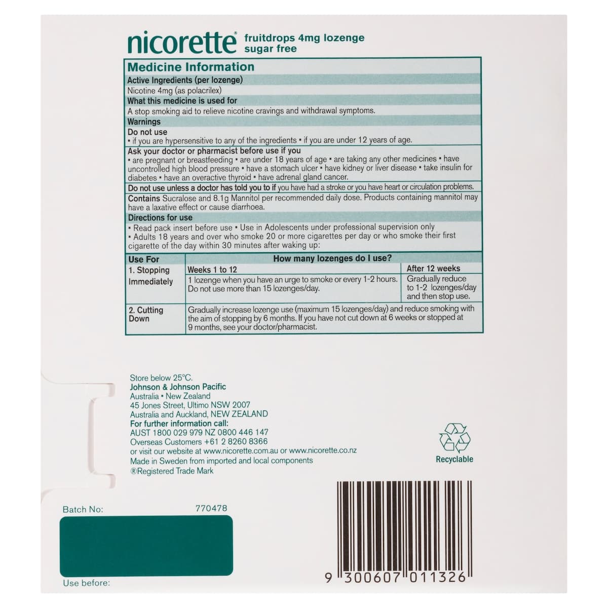 Thumbnail Nicorette Quit Smoking Fruitdrops 4mg 80 Nicotine Lozenges