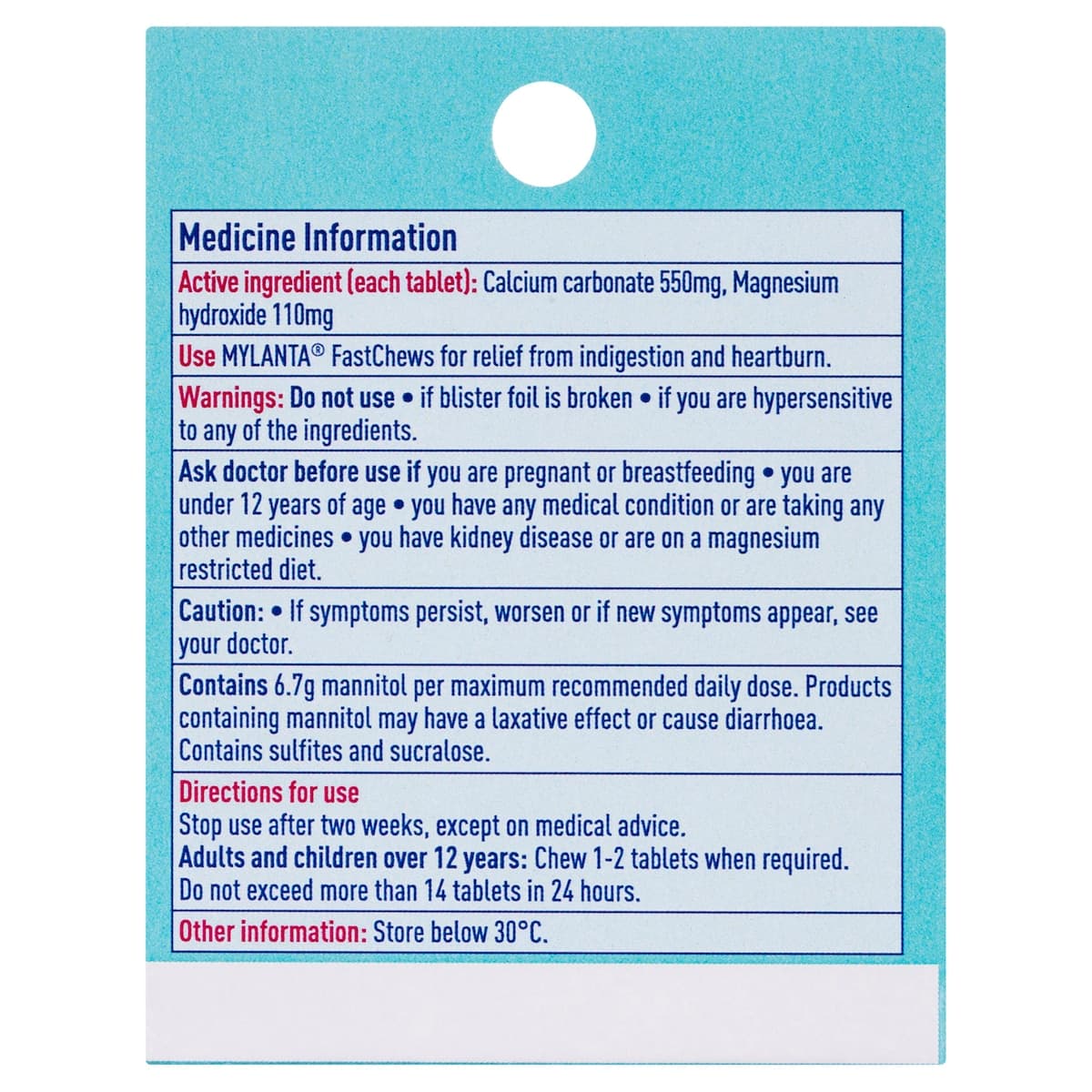 Thumbnail Mylanta 2Go Antacid FastChews Mint 24 Chewable Tablets