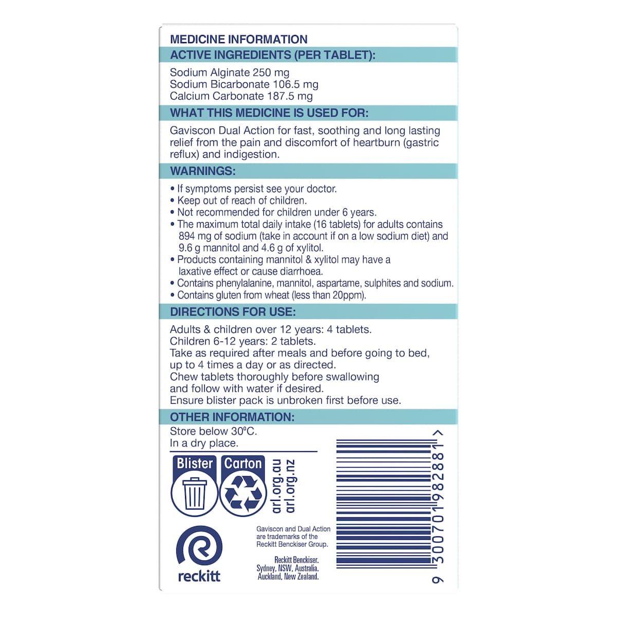 Thumbnail Gaviscon Dual Action Peppermint Chewable Tablets 16 Pack
