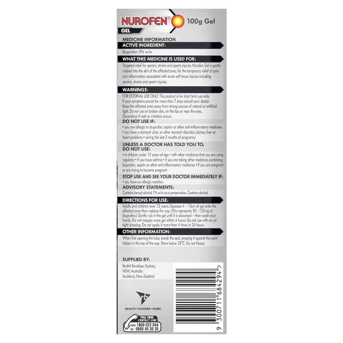 Thumbnail Nurofen Pain & Inflammation Relief Gel 5% Ibuprofen 100g