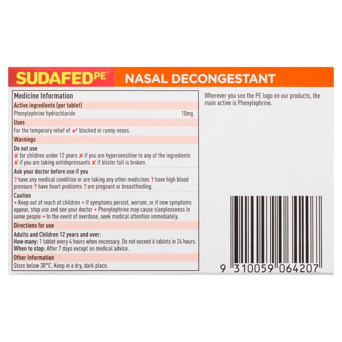 Thumbnail Sudafed PE Nasal Decongestant 24 Tablets