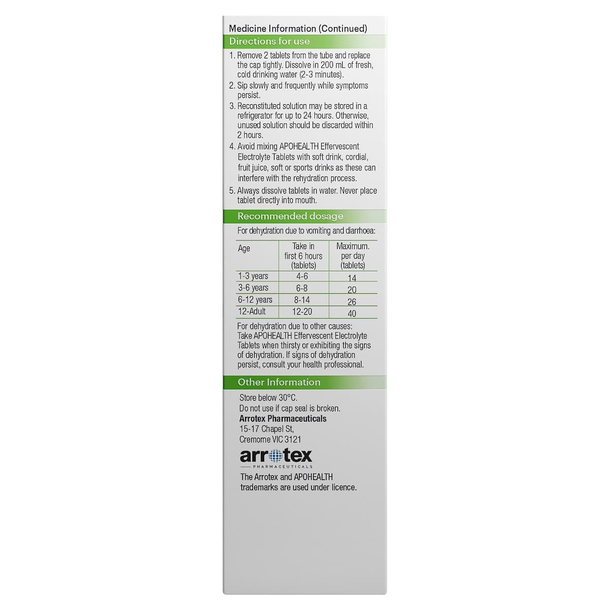 Thumbnail APOHEALTH Effervescent Electrolyte Tablets Lemon-Lime 20 Tablets