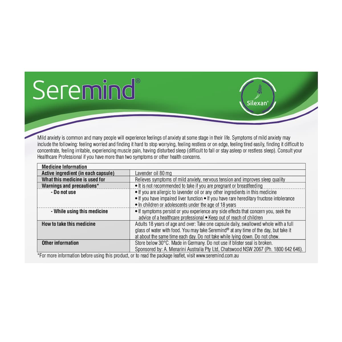 Thumbnail Seremind Lavender Oil 80mg 56 Capsules