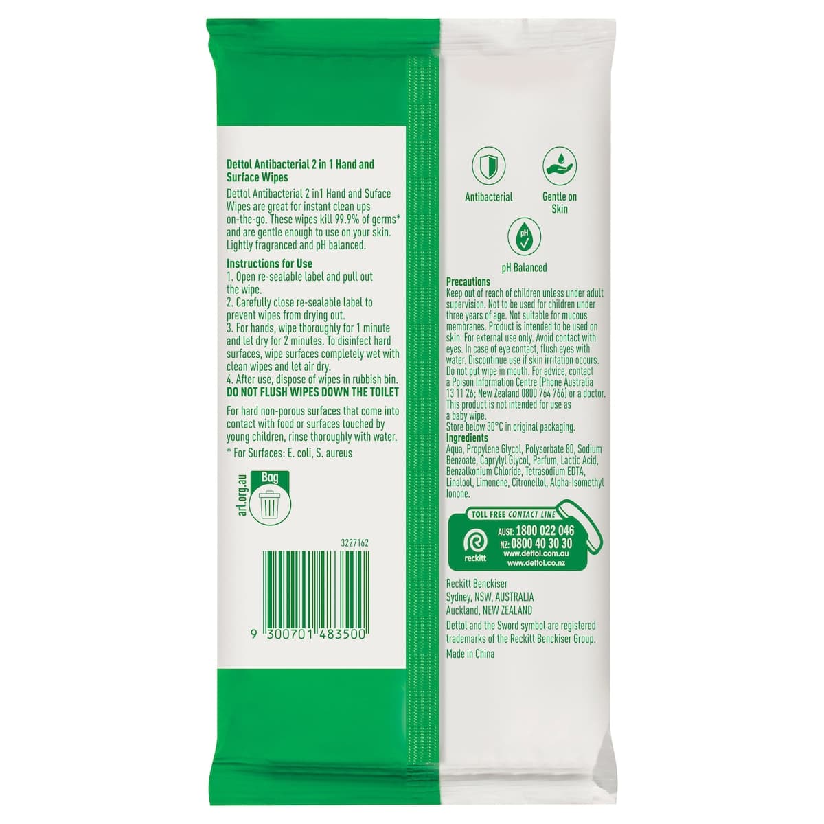 Thumbnail Dettol 2 in 1 Hand & Surface Antibacterial Wipes 60 Pack