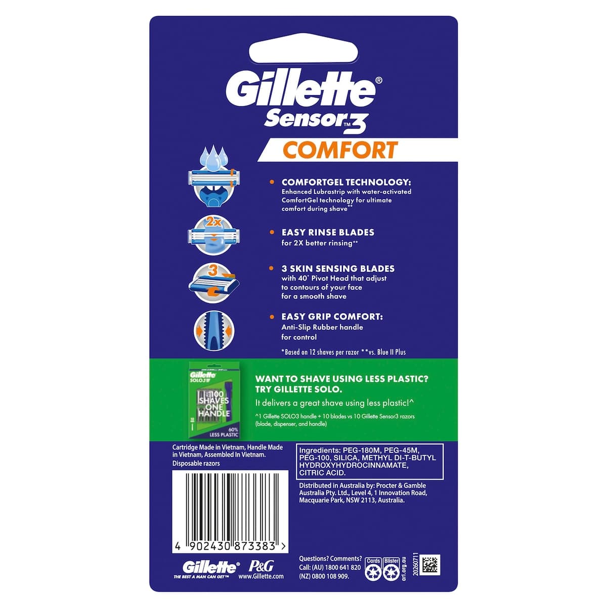 Thumbnail Gillette Sensor 3 Comfort Disposable Razors 8 Pack