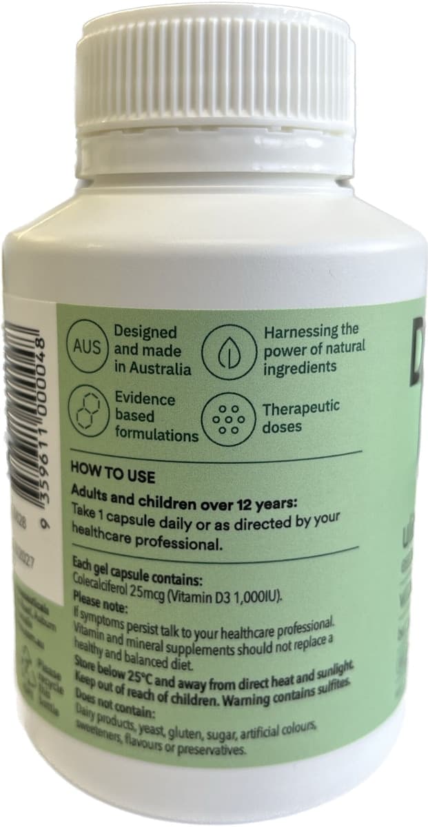 Thumbnail Ultra Nature Essentials Vitamin D3 1000IU 250 Gel Capsules