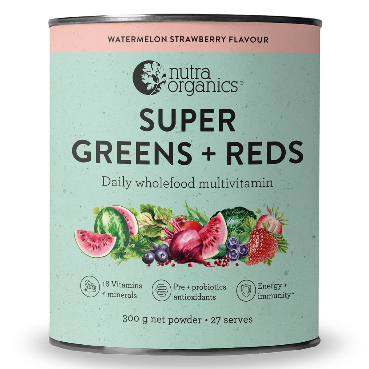 Nutra Naturals Super Greens + Reds Watermelon Strawberry 300g
