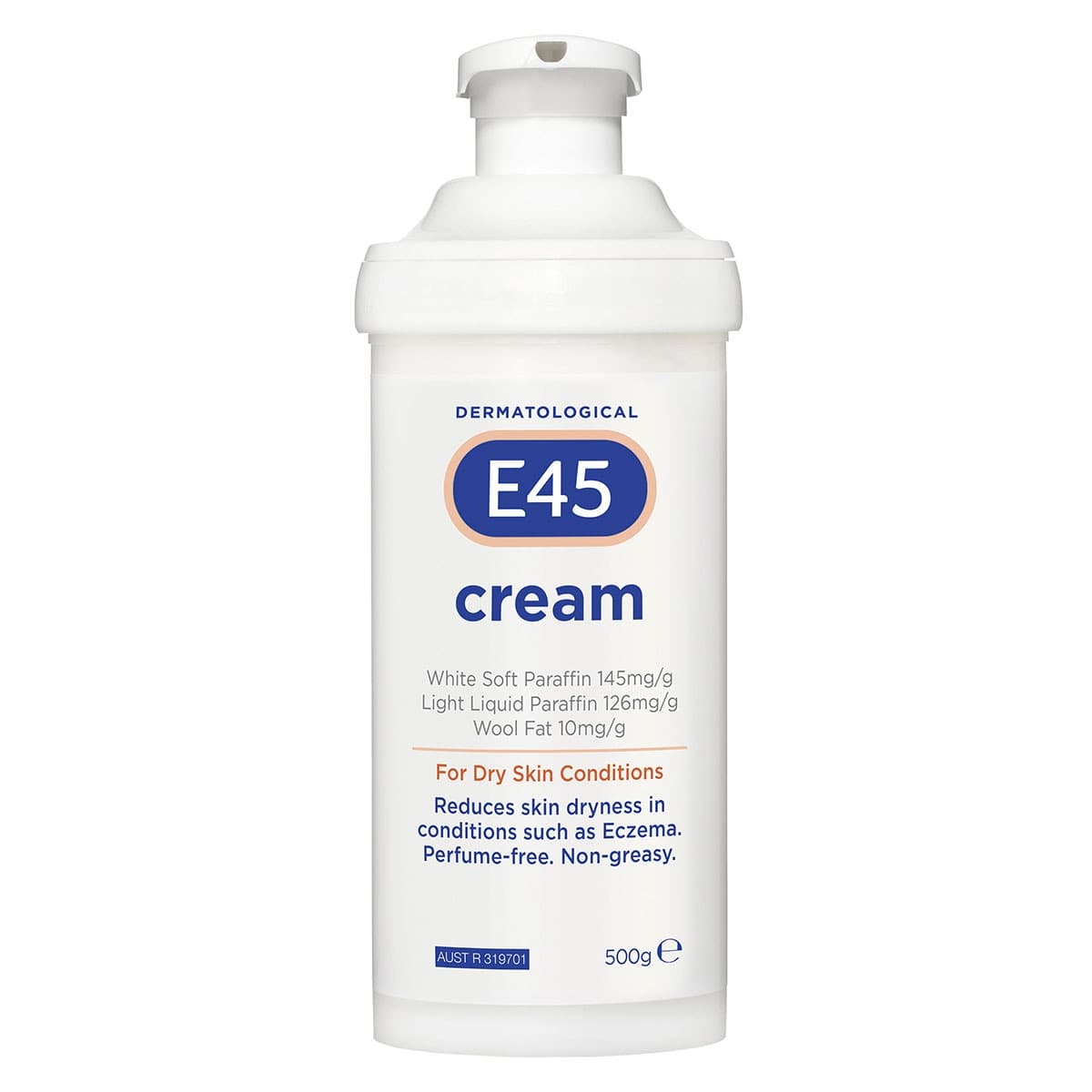 E45 Dermatological Cream for Dry Skin Pump 500g