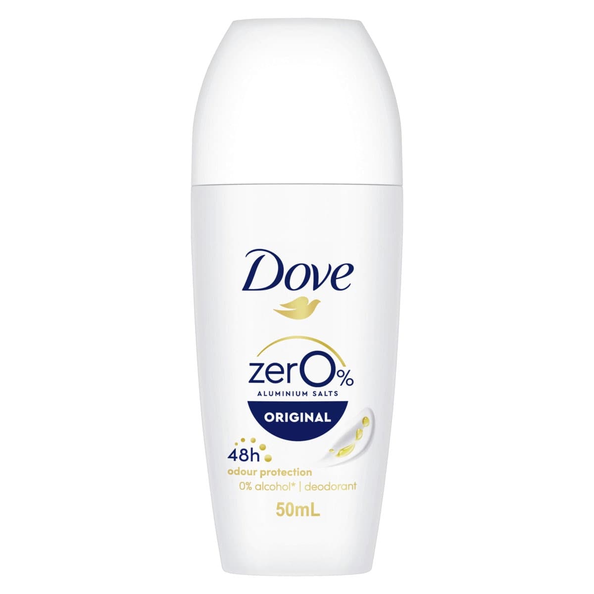 Dove Womens Zero Aluminium Roll On Original 50ml