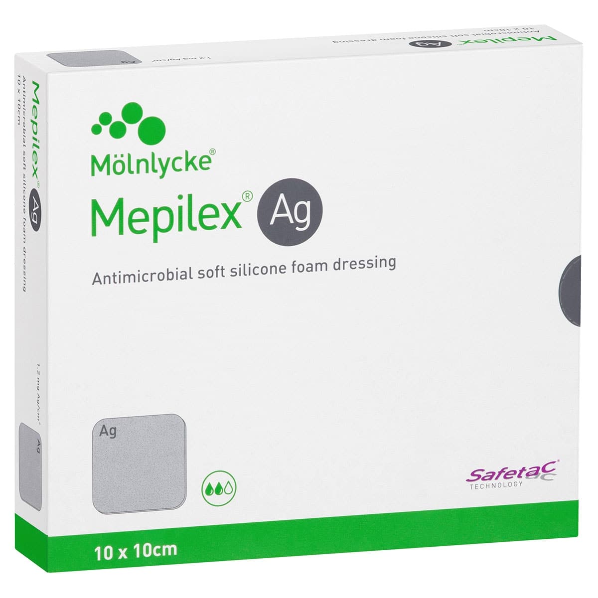 Mepilex AG Antimicrobial Foam Dressing 287110 10cm x 10cm 5 Pack