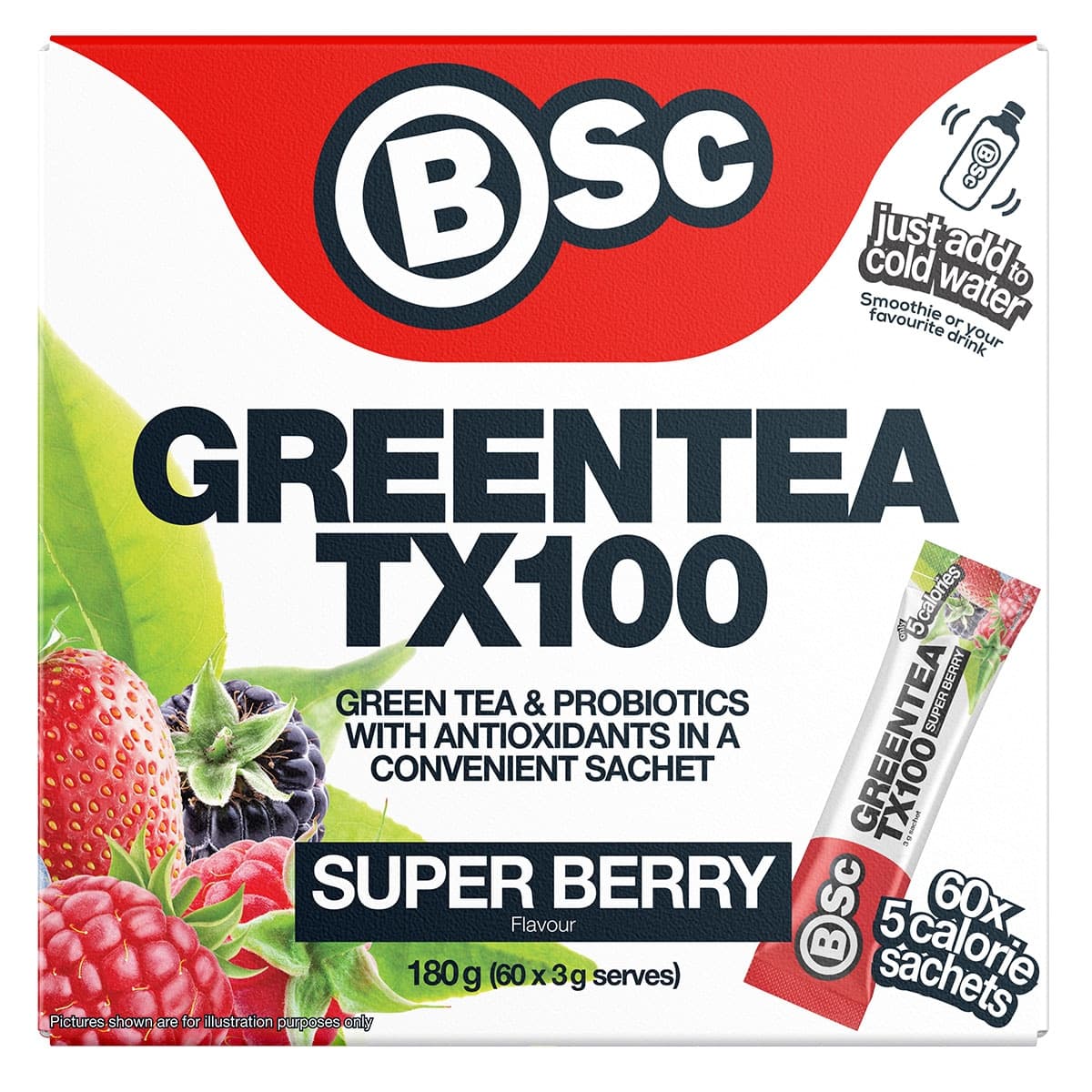 BSc Green Tea TX100 Super Berry 60 x 3g Sachets