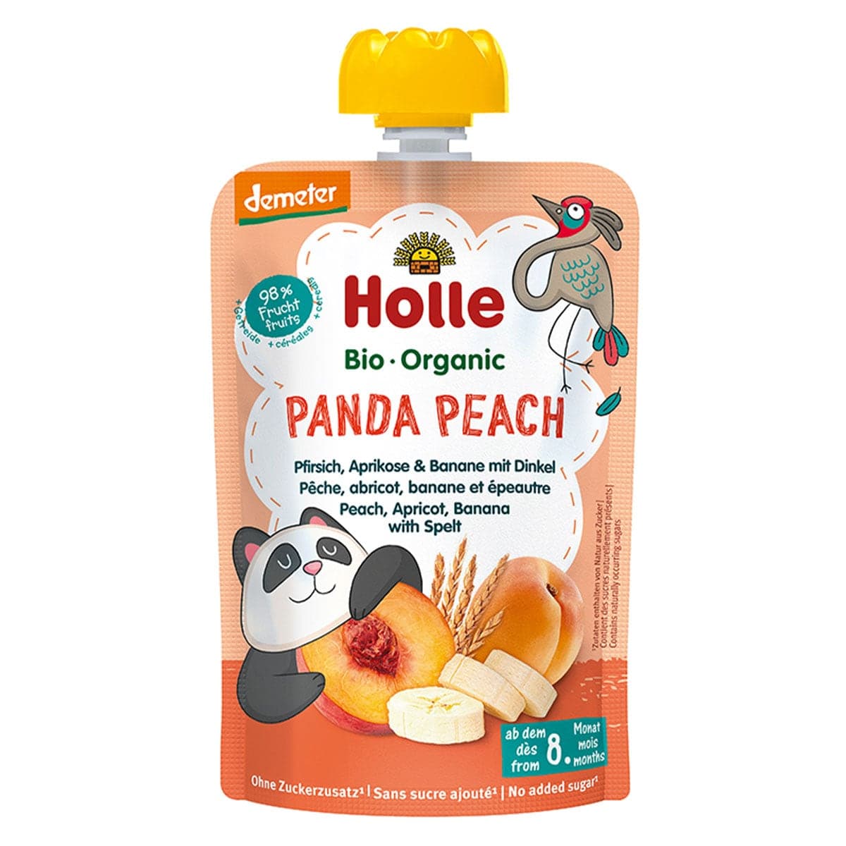 Holle Organic Panda Peach - Peach Apricot Banana with Spelt Puree 100g