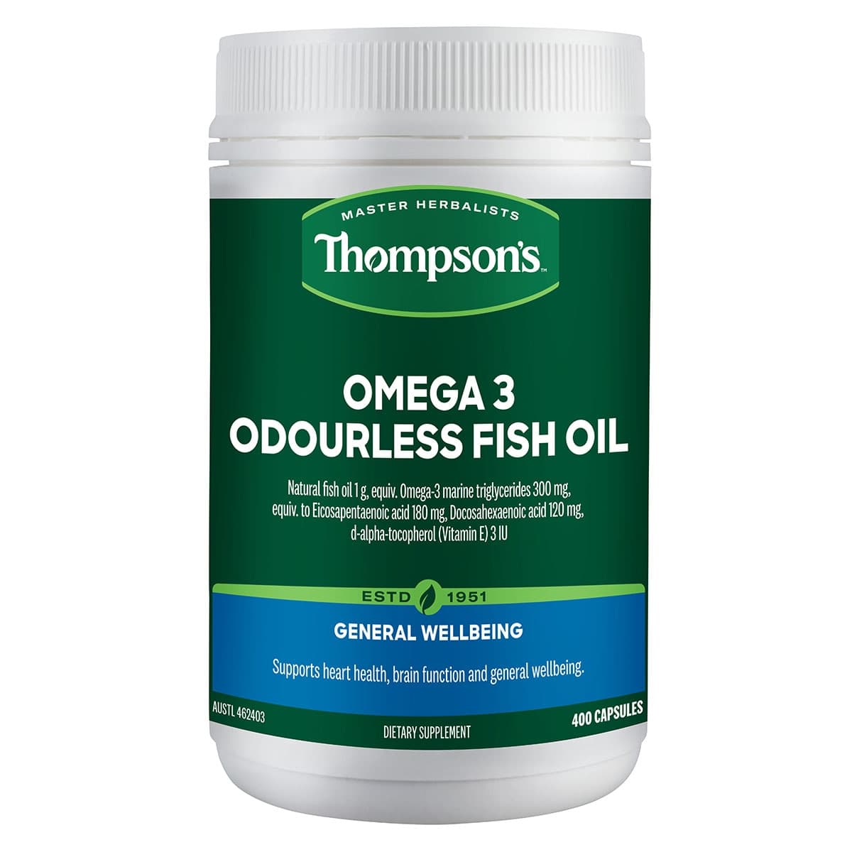 Thompson's Omega-3 Odourless Fish Oil 400 Capsules