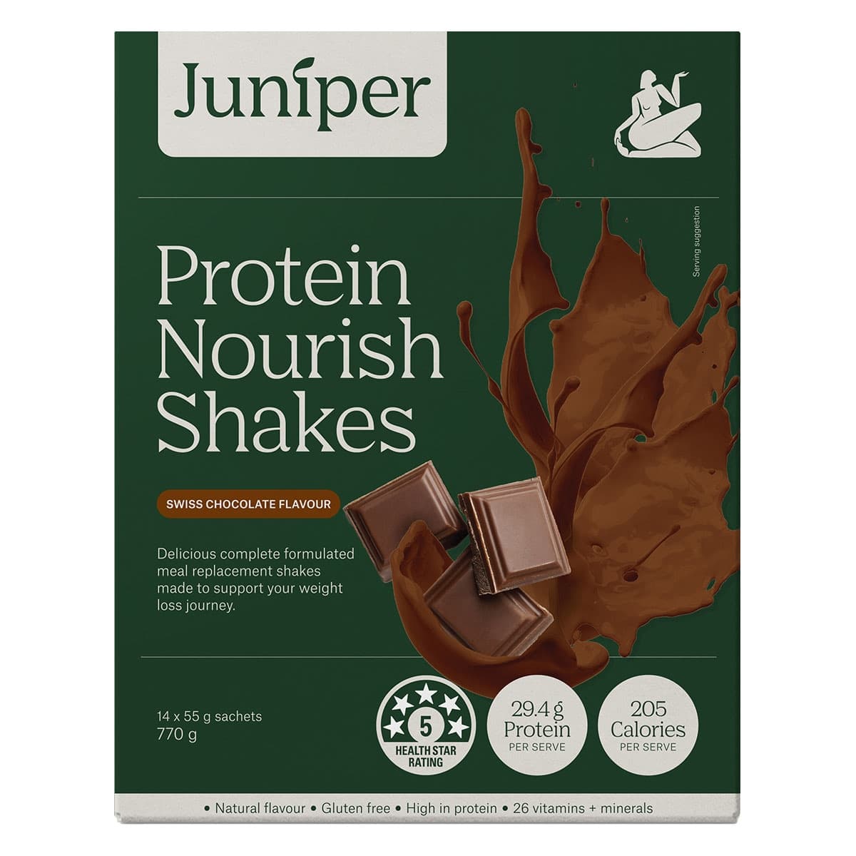Juniper Protein Nourish Shake Swiss Chocolate 14 x 55g sachets