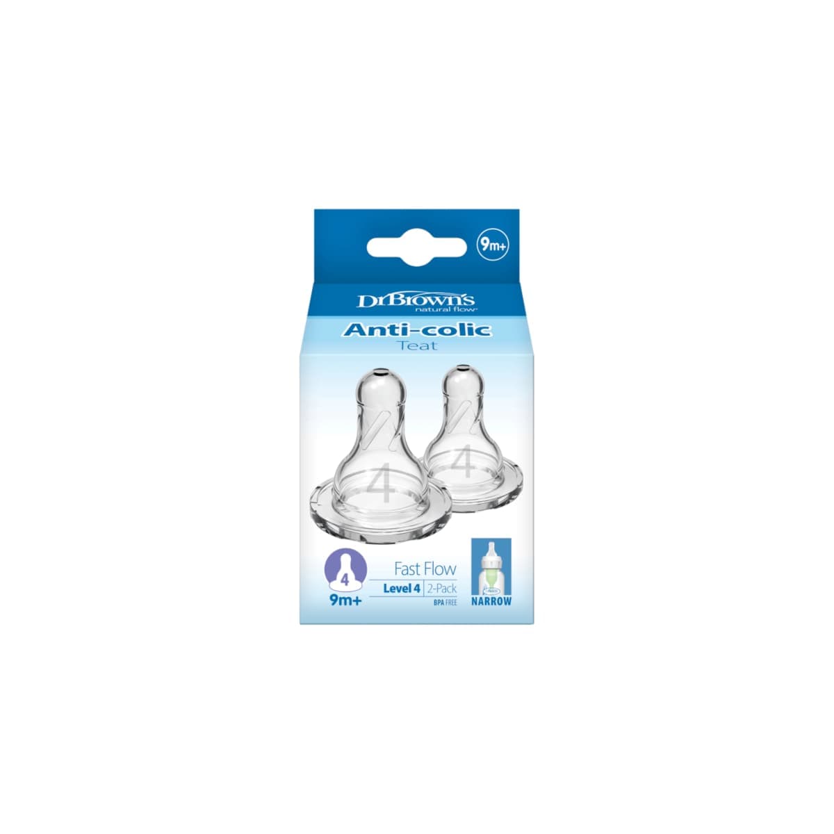 Dr Brown's Narrow Neck Level 4 Teats 2 Pack
