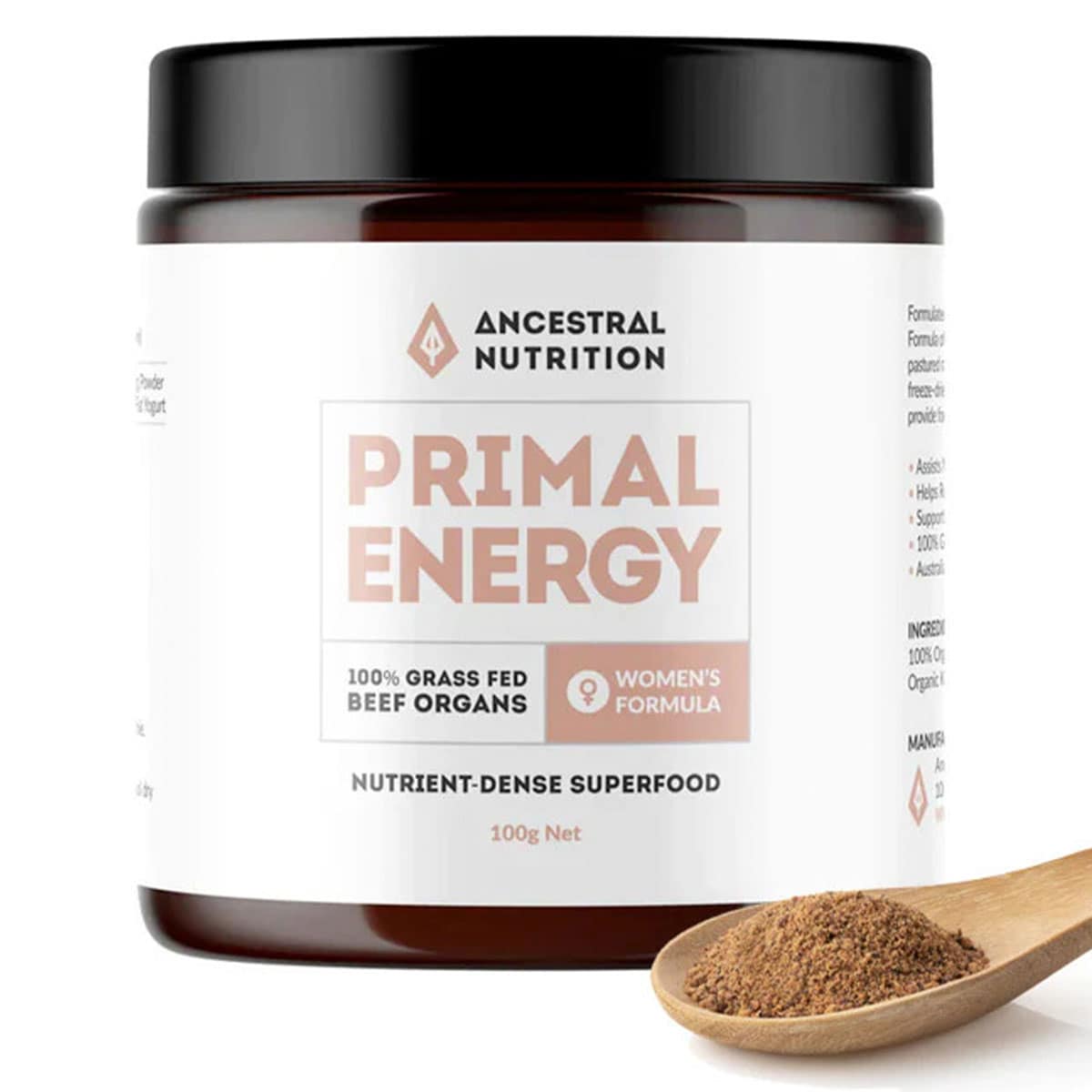 Ancestral Nutrition Primal Energy Women Grass Fed Beef Organs Powder 100g