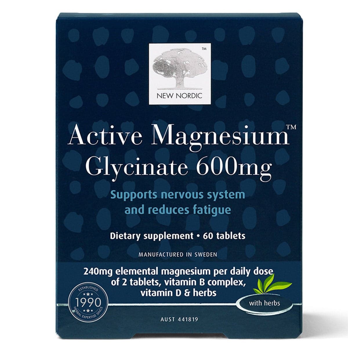 New Nordic Active Magnesium Glycinate 600mg 60 Tablets