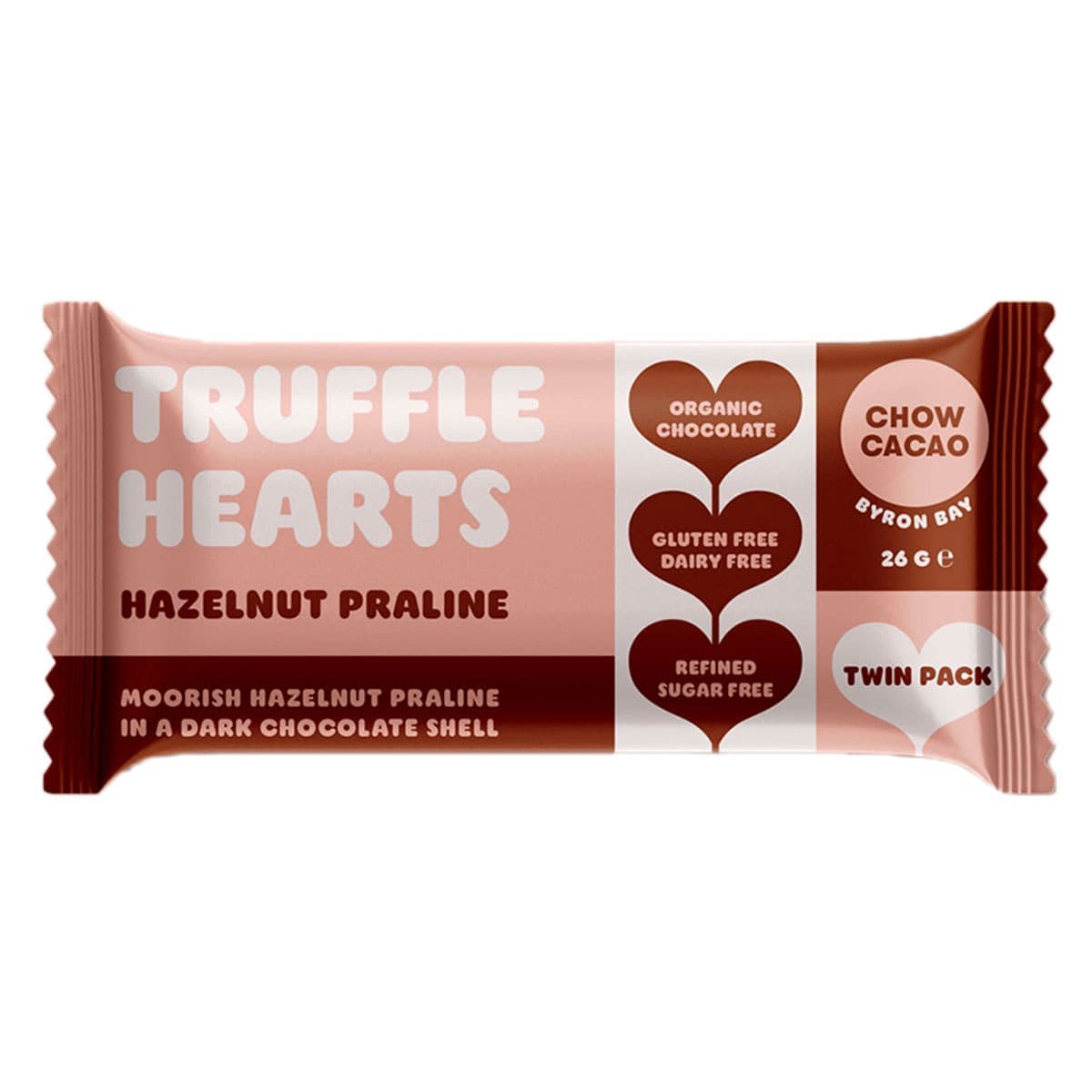 Chow Cacao Truffle Hearts - Hazelnut Praline 26g