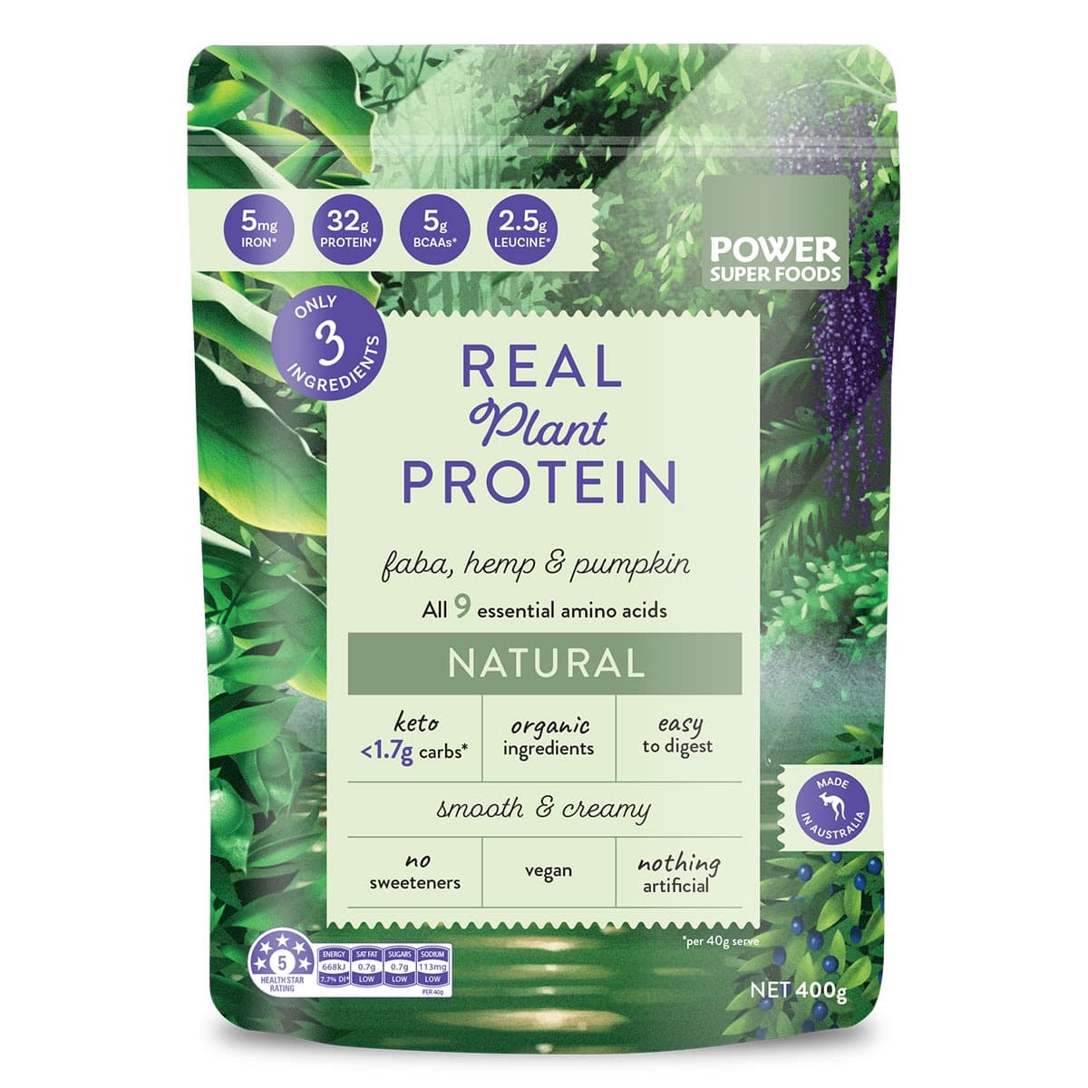 Power Super Foods Real Plant Protein Natural 400g