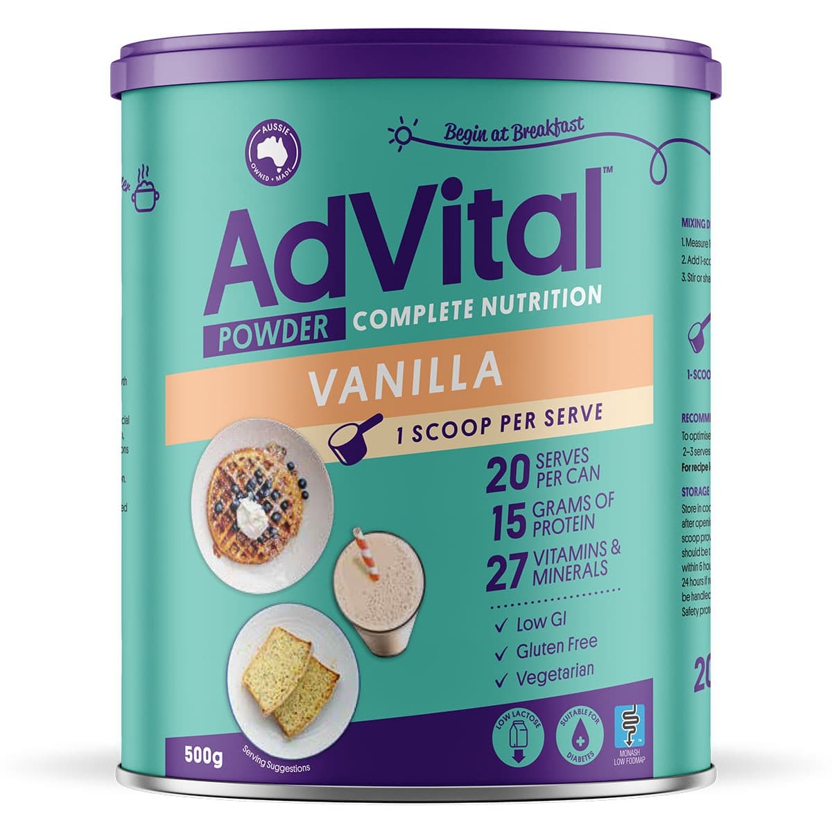 AdVital Nutritionally Complete Vanilla Powder 500g