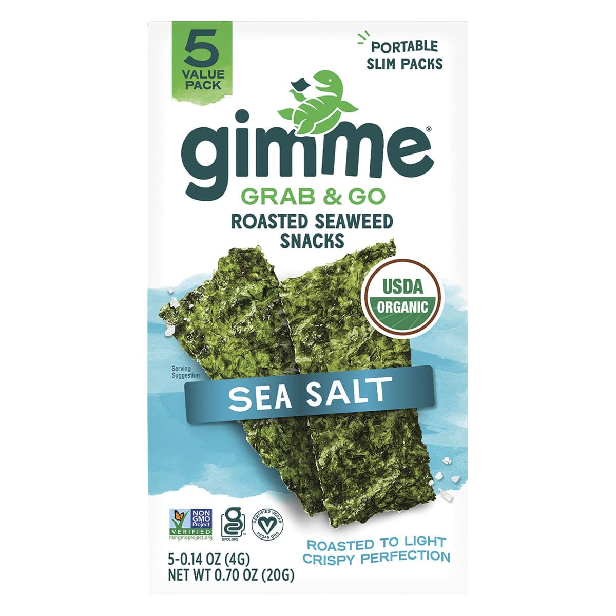 Gimme Roasted Seaweed Snacks Grab & Go Sea Salt 5x4g