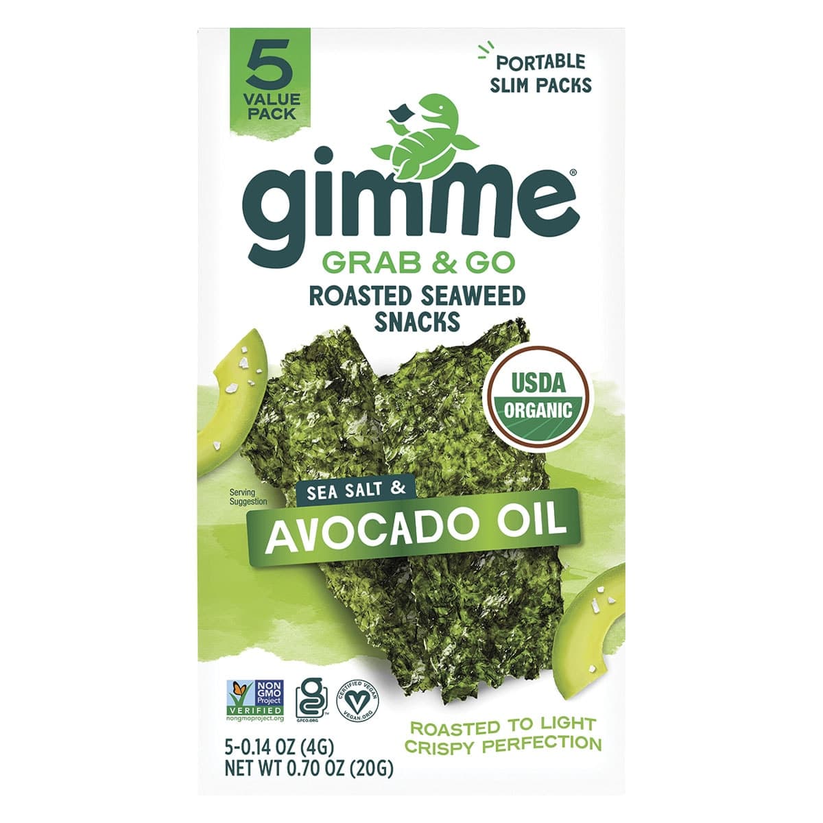 Gimme Roasted Seaweed Snacks Grab & Go Sea Salt & Avocado Oil 5x4g