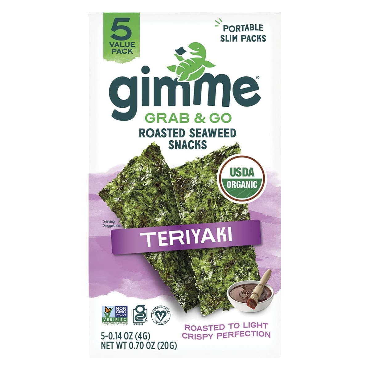 Gimme Roasted Seaweed Snacks Grab & Go Teriyaki 5x4g