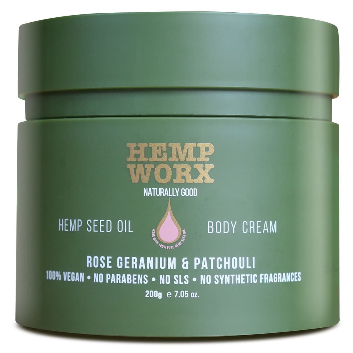 Hemp Worx Rose Geranium & Patchouli Body Moisturising Cream 200g