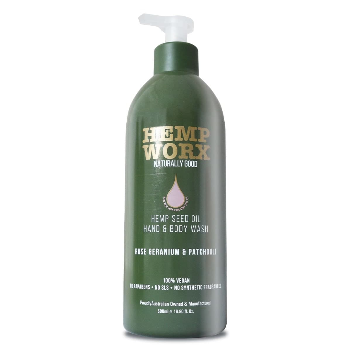 Hemp Worx Rose Geranium & Patchouli Body Wash 500ml