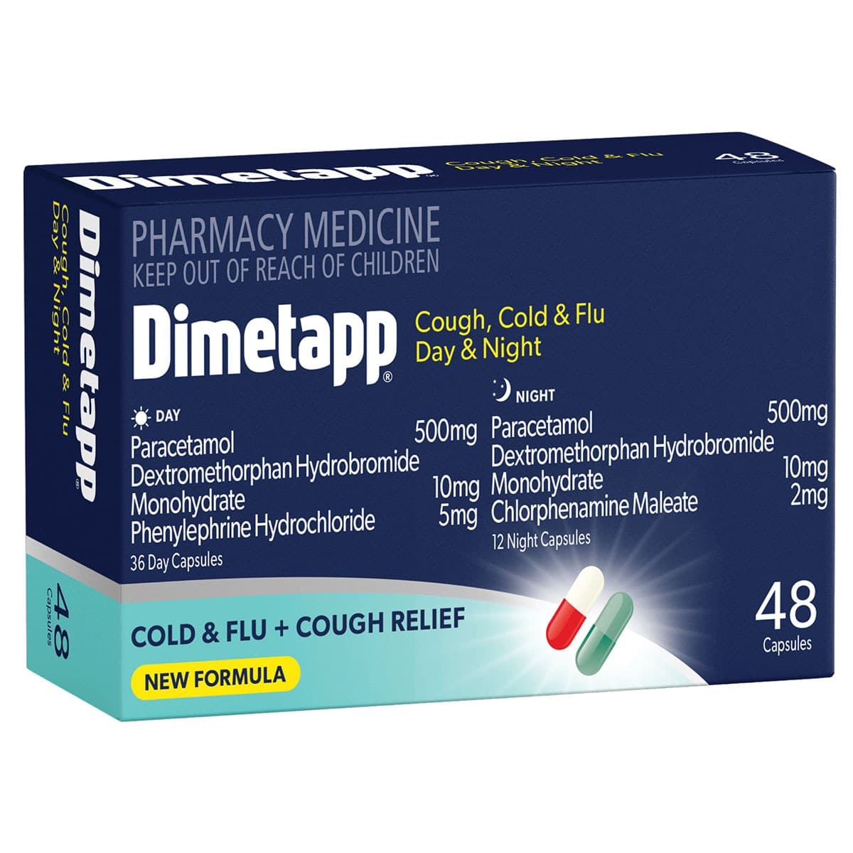 Dimetapp Cough, Cold & Flu Decongestant Day & Night 48 Tablets
