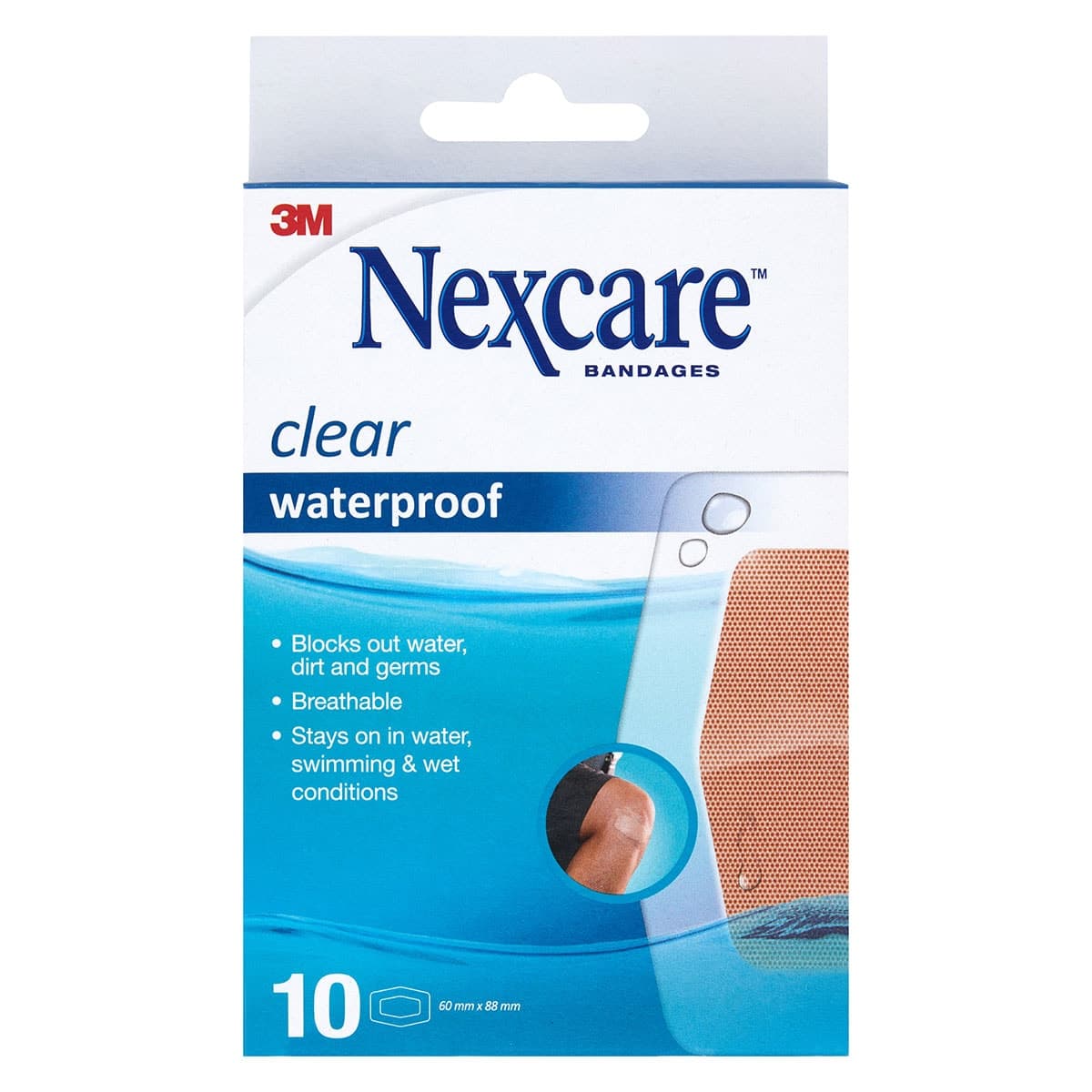 Nexcare Waterproof Clear Bandage Large 60mm x 88mm 10 Pack