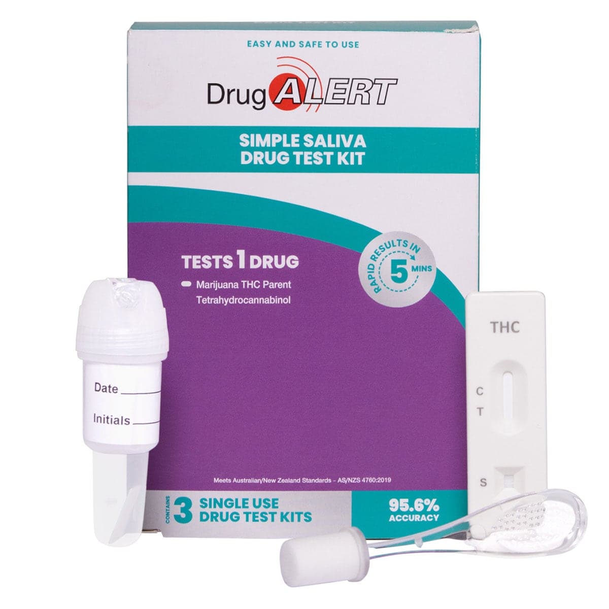 Drug Alert Marijuana Saliva Self Testing Kit 3 Pack