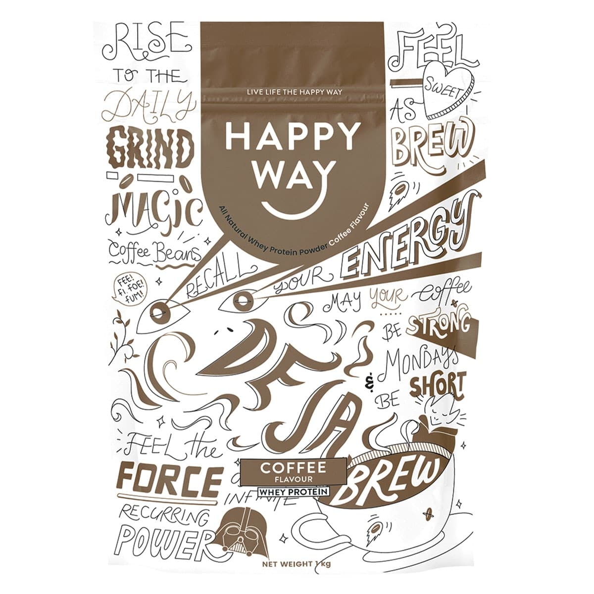 Happy Way Whey Protein Powder Coffee 1kg