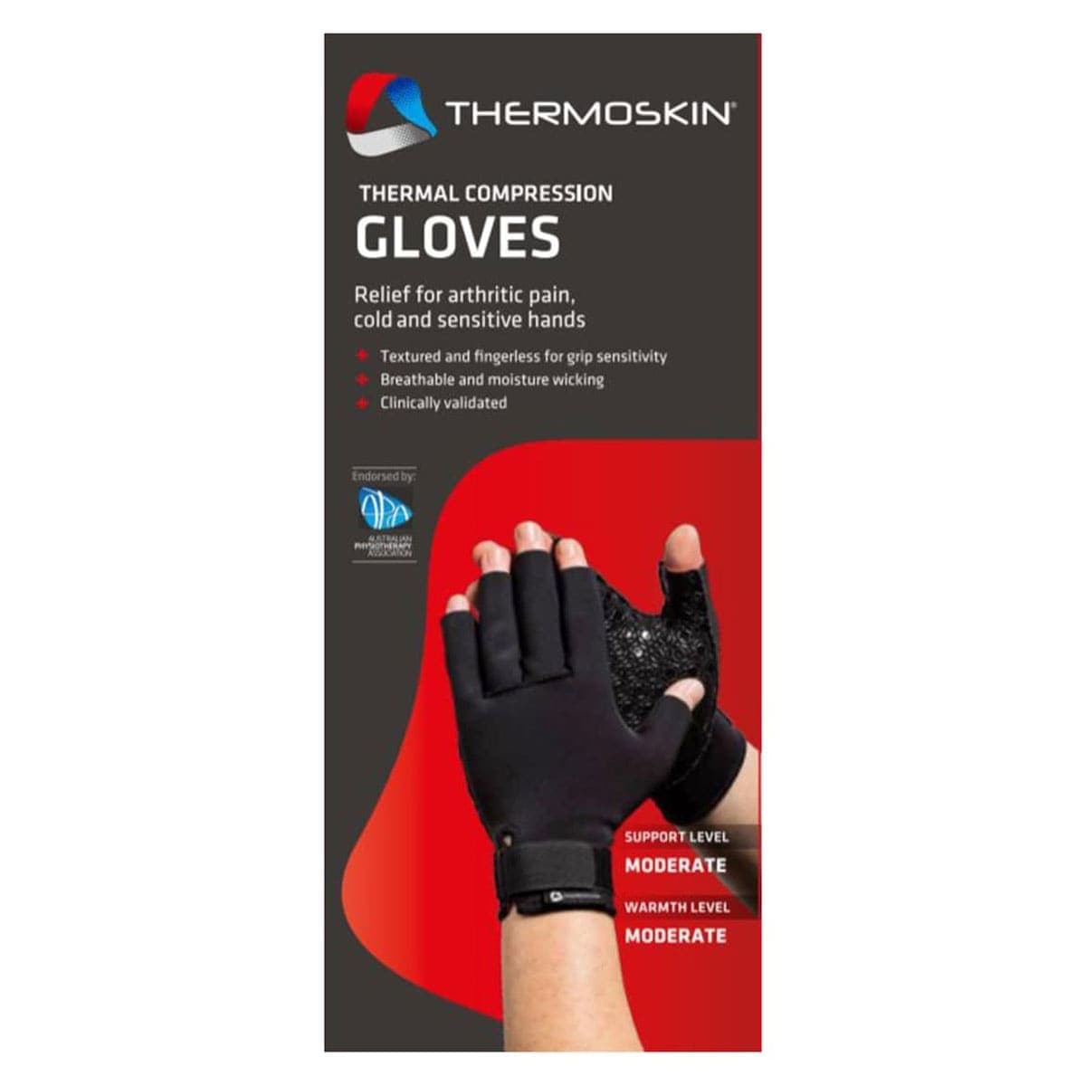 Thermoskin Thermal Compression Gloves Black L 1 Pair