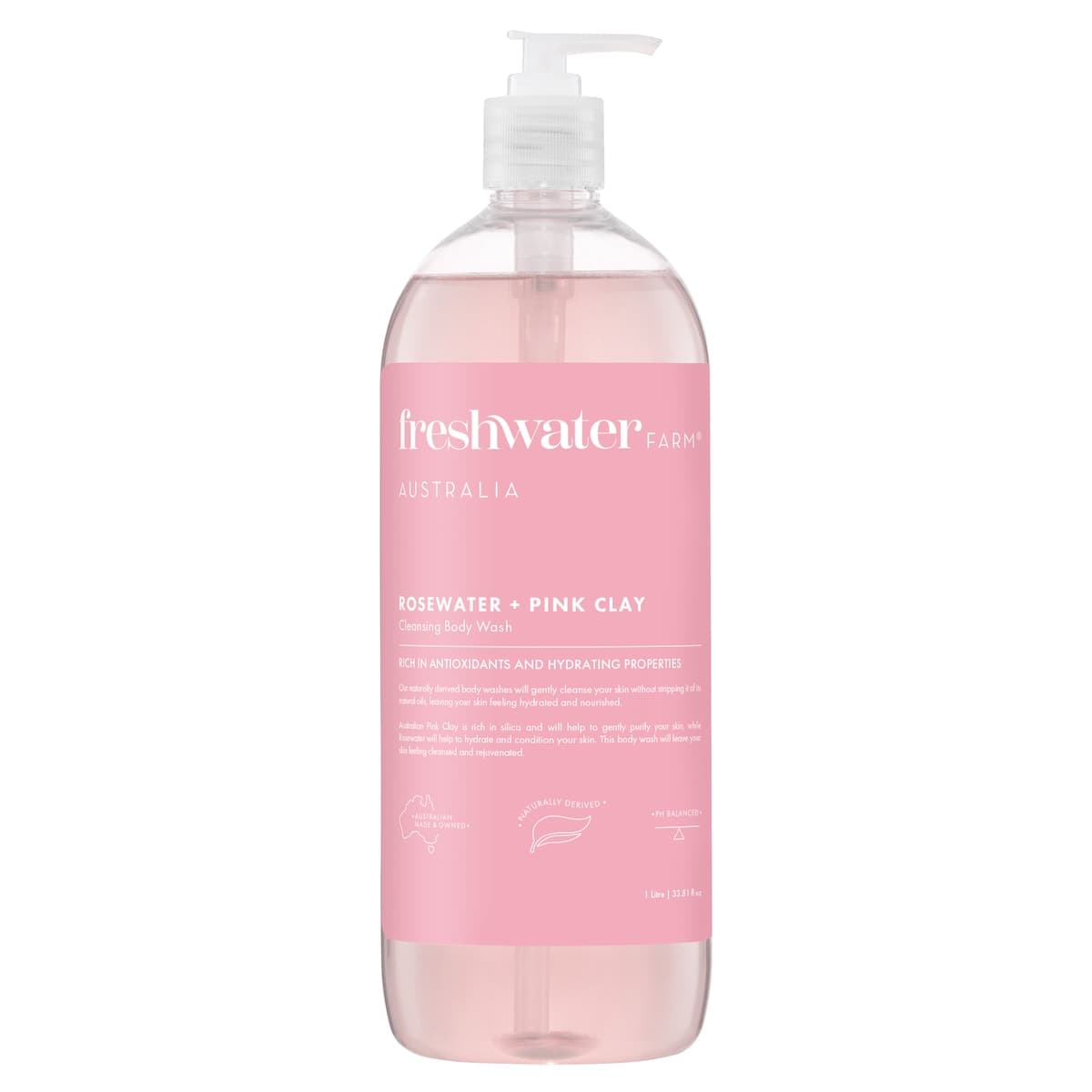 Freshwater Farm Rosewater + Pink Clay Body Wash 1L