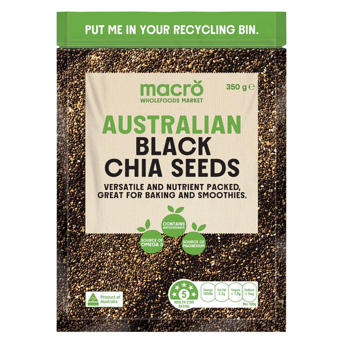 Macro Black Chia Seeds 350g