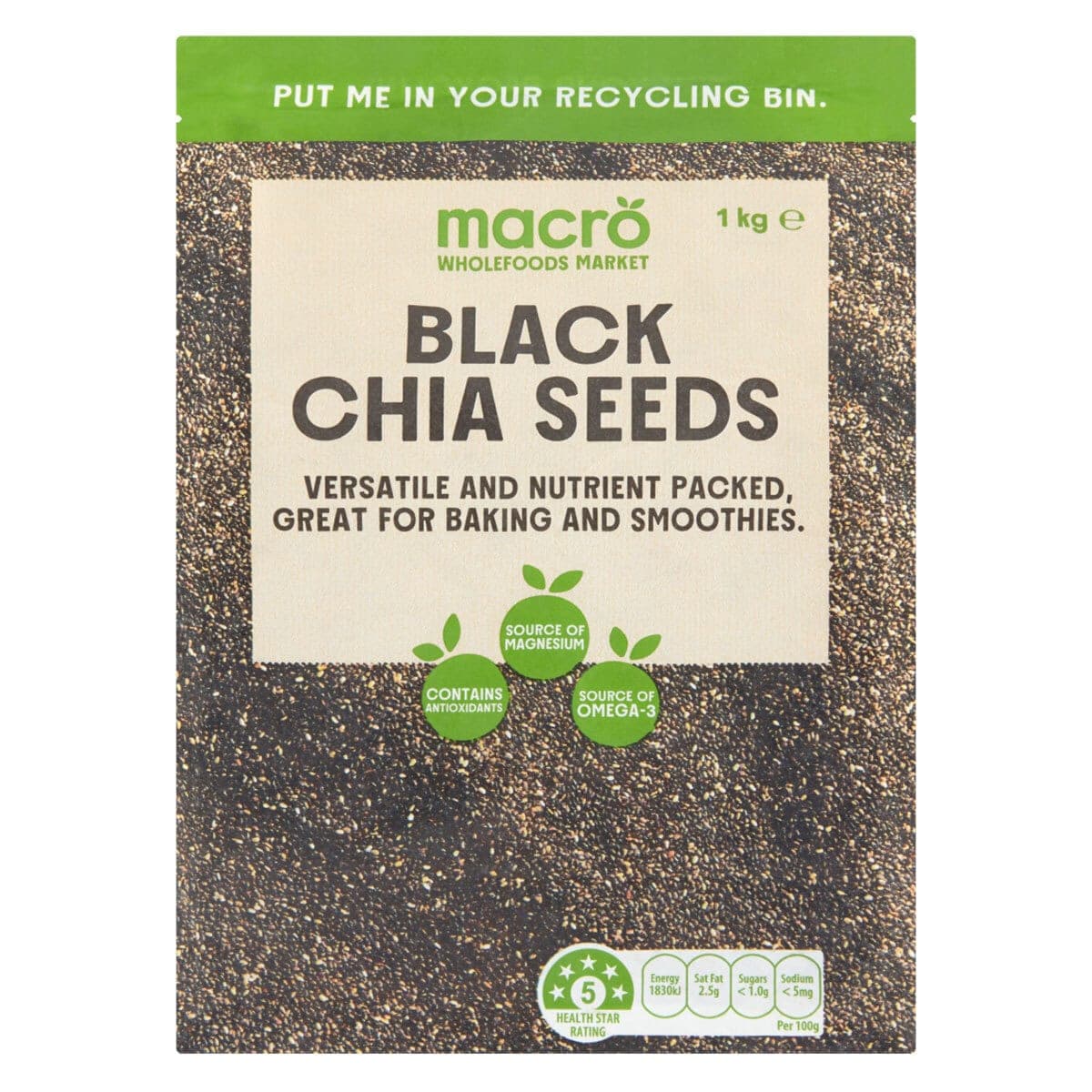 Macro Black Chia Seeds 1kg