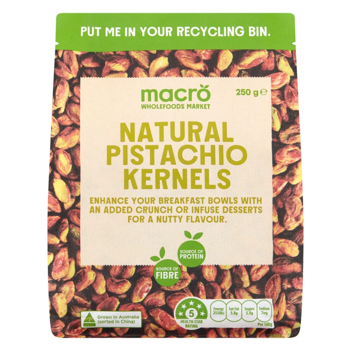 Macro Natural Pistachio Kernels 250g