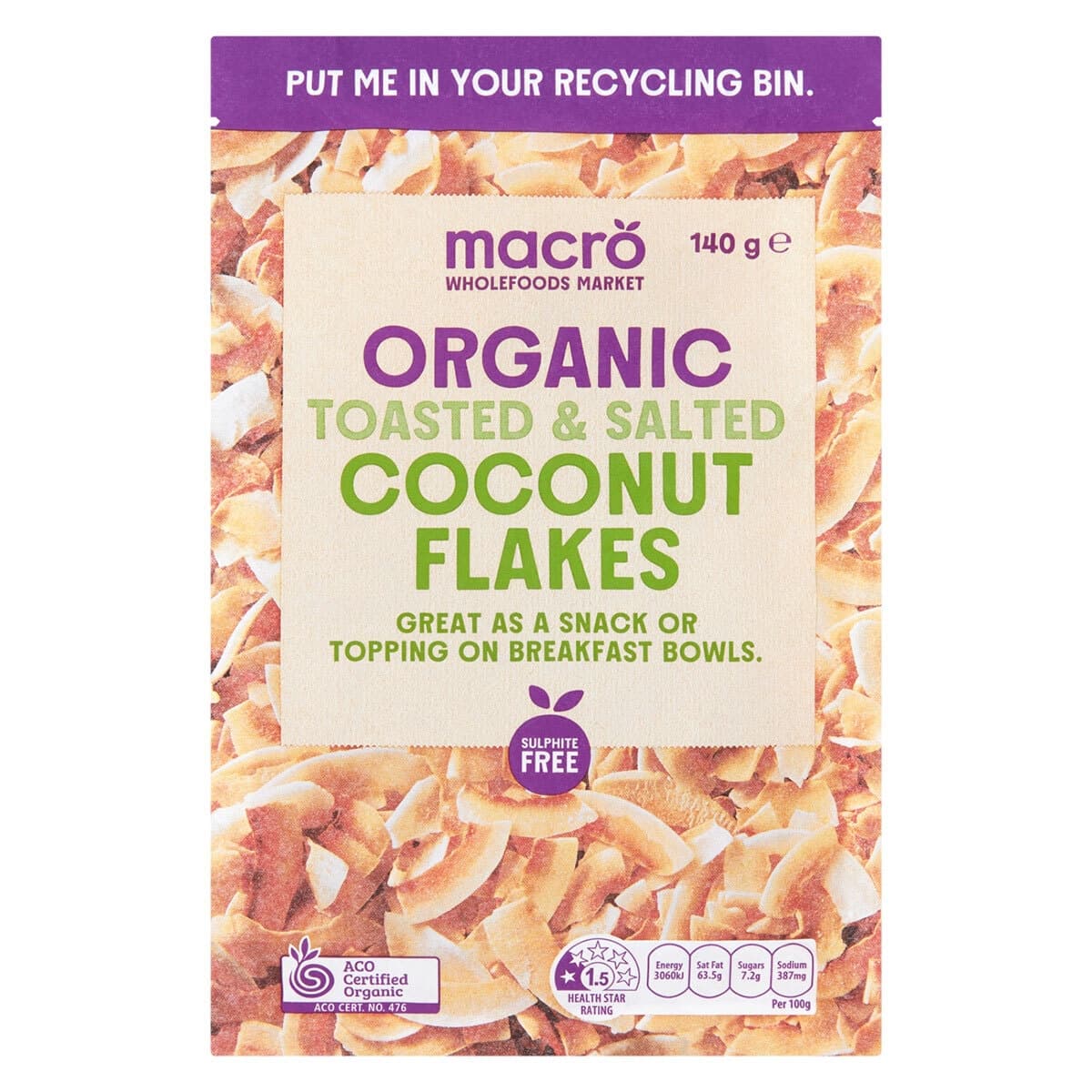 Macro Organic Toasted Coconut Flakes 140g
