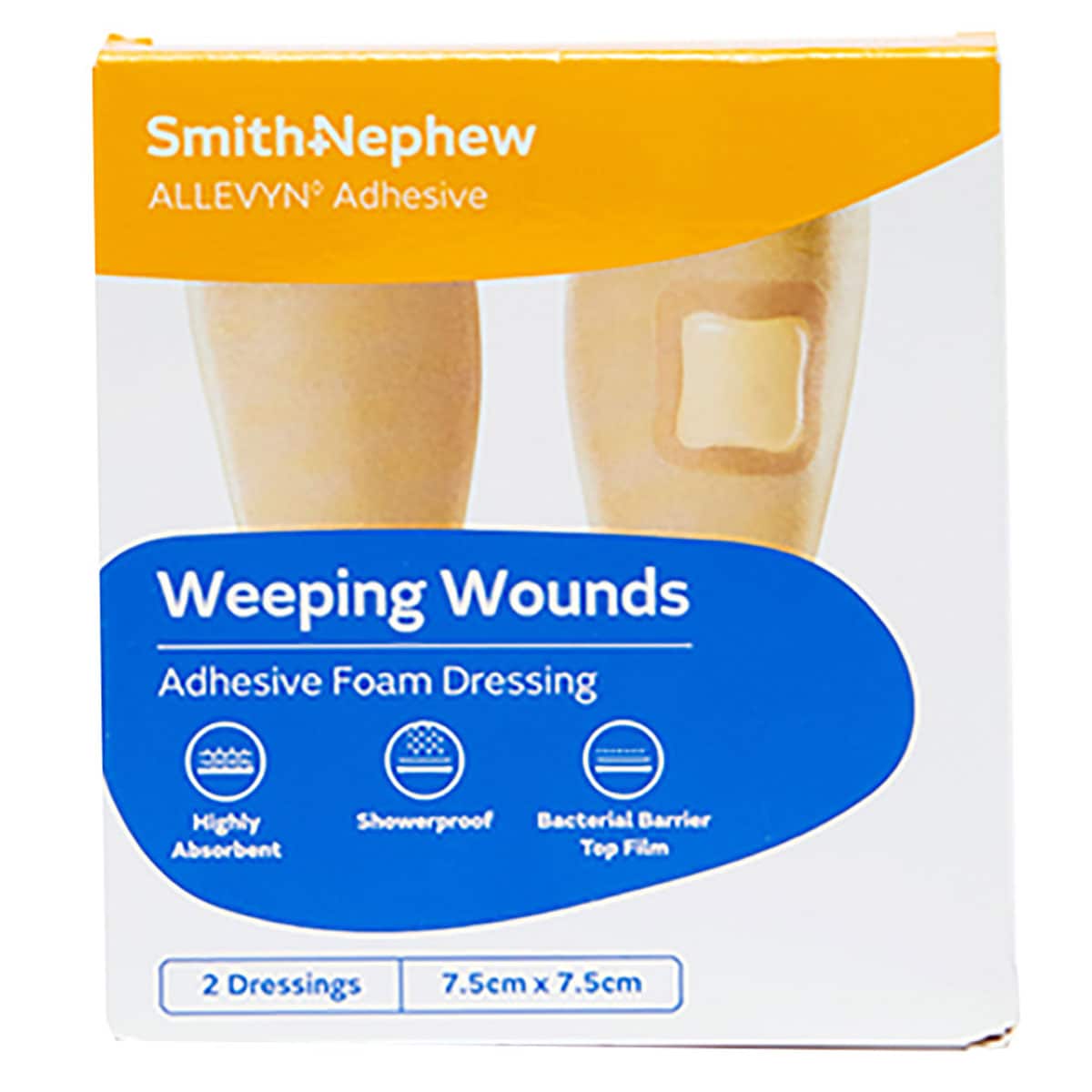 Allevyn Adhesive Foam Dressing 7.5 x 7.5cm 2 Pack by Smith & Nephew