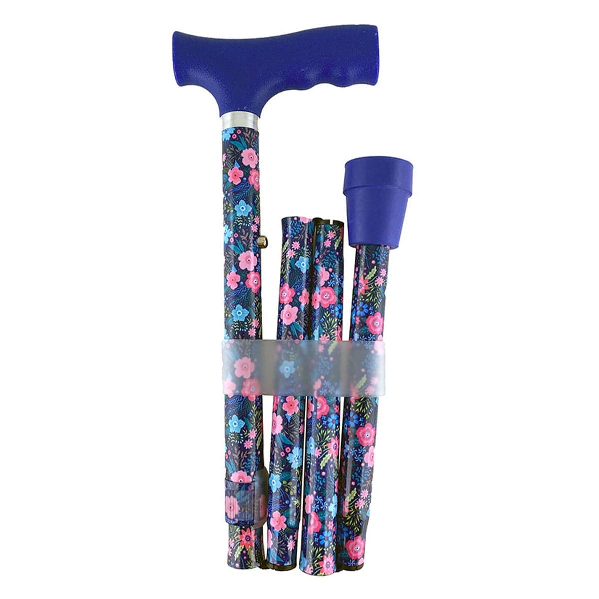 Surgical Basics Adjustable Folding Walking Stick Cherry Blossom 83-95cm