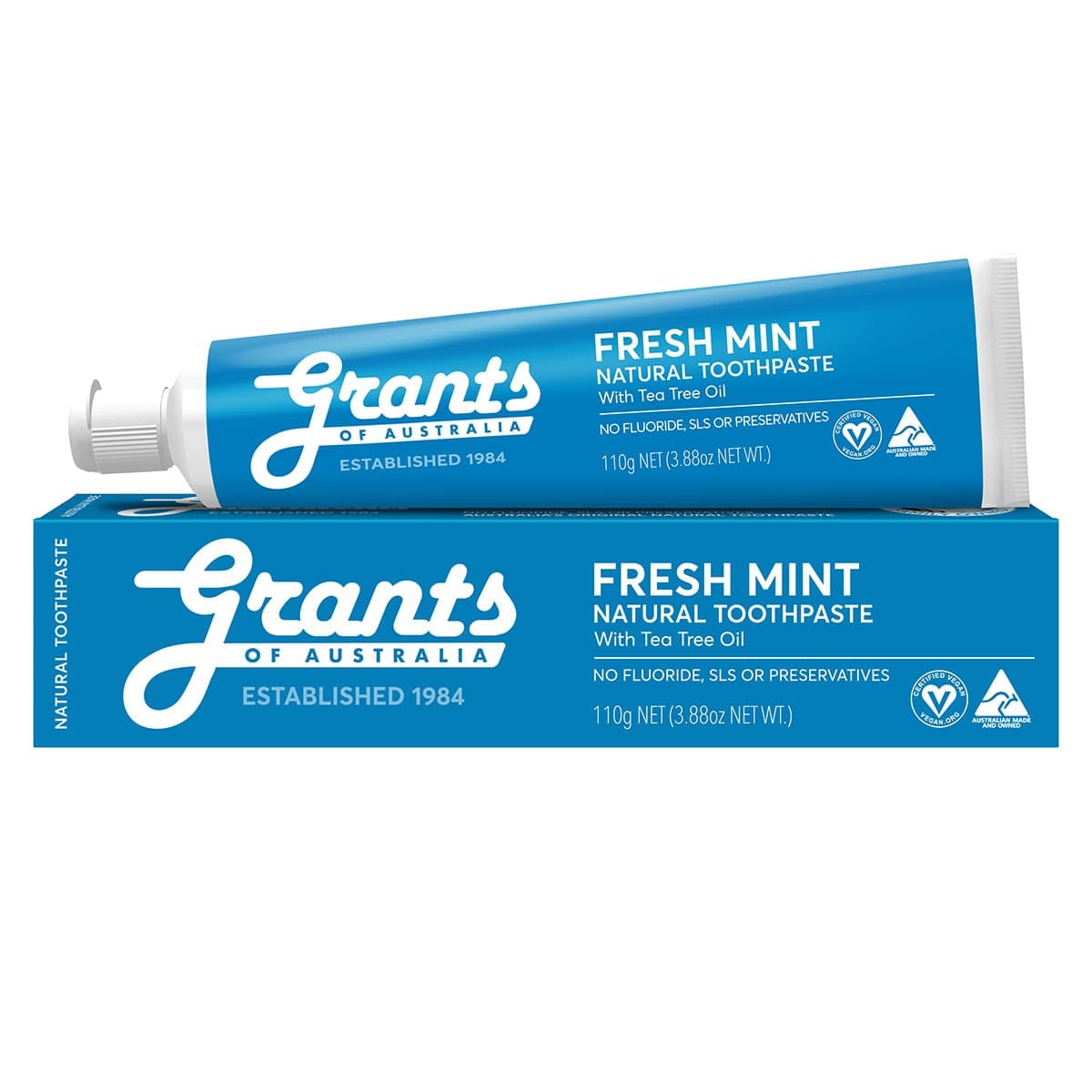 Grants Natural Toothpaste Fresh Mint Fluoride Free 110g
