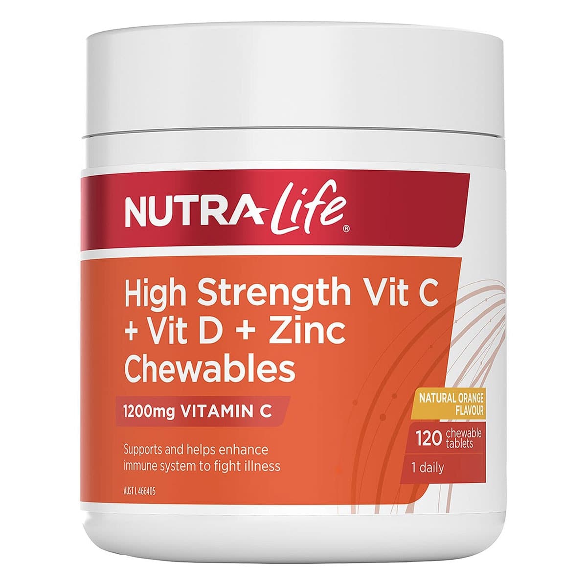 Nutra-Life High Strength Vitamin C + D + Zinc 120 Chewable Tablets