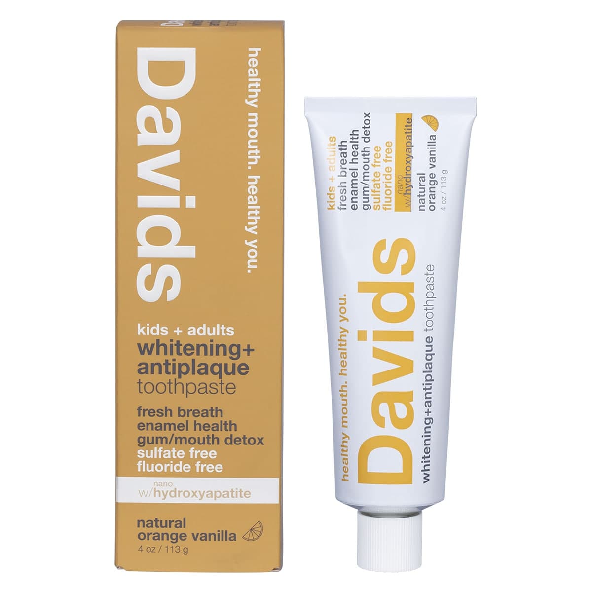 Davids Whitening + Antiplaque Toothpaste With HA Orange Vanilla 113g