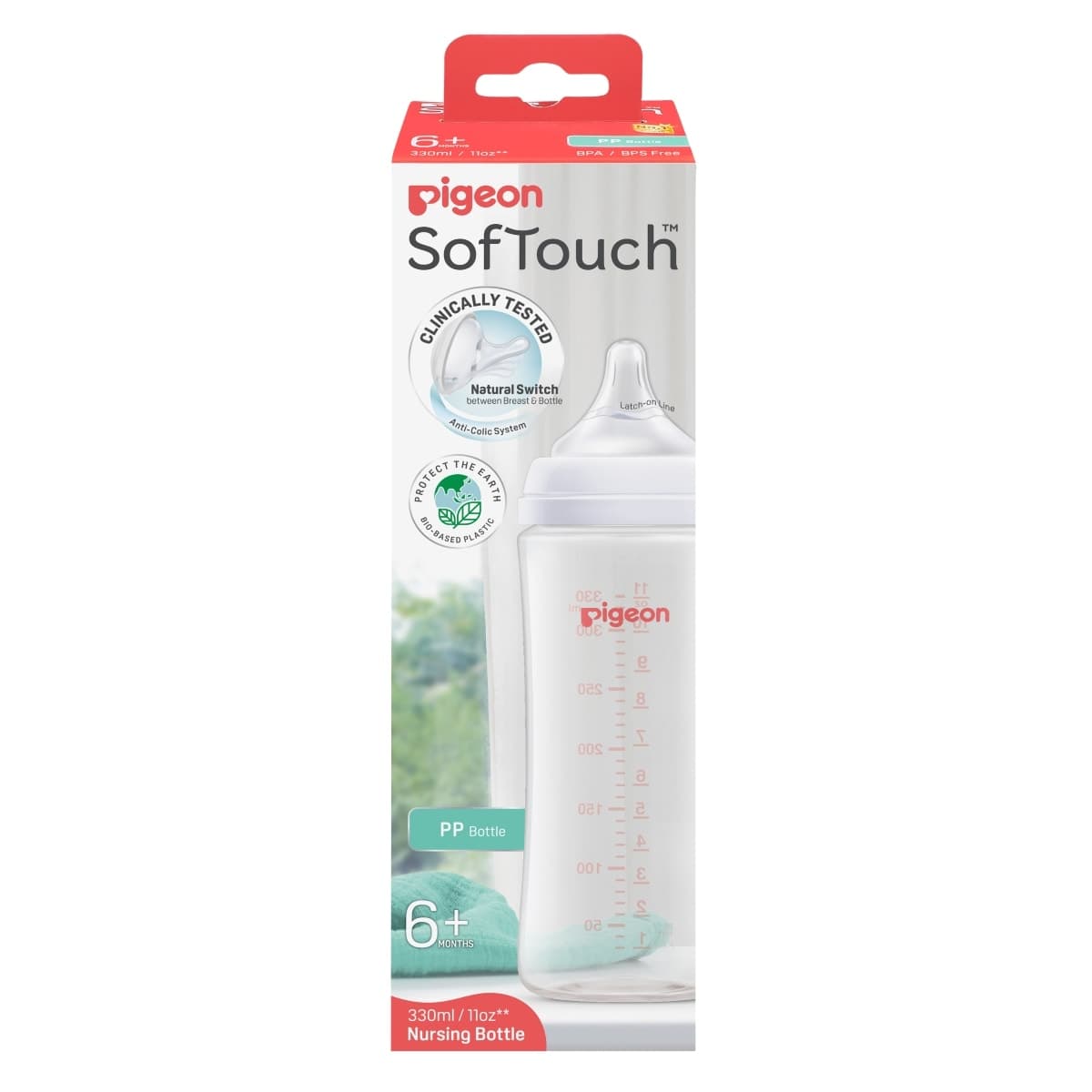 Pigeon SofTouch PP Baby Bottle 6+ Months 330ml