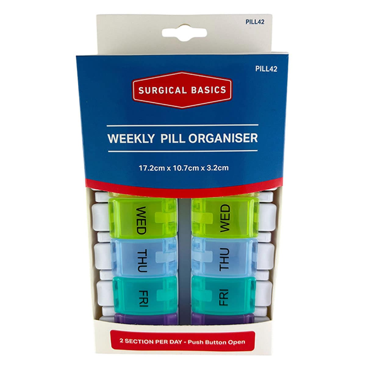 Surgical Basics Weekly Pill Organiser Assorted Colours